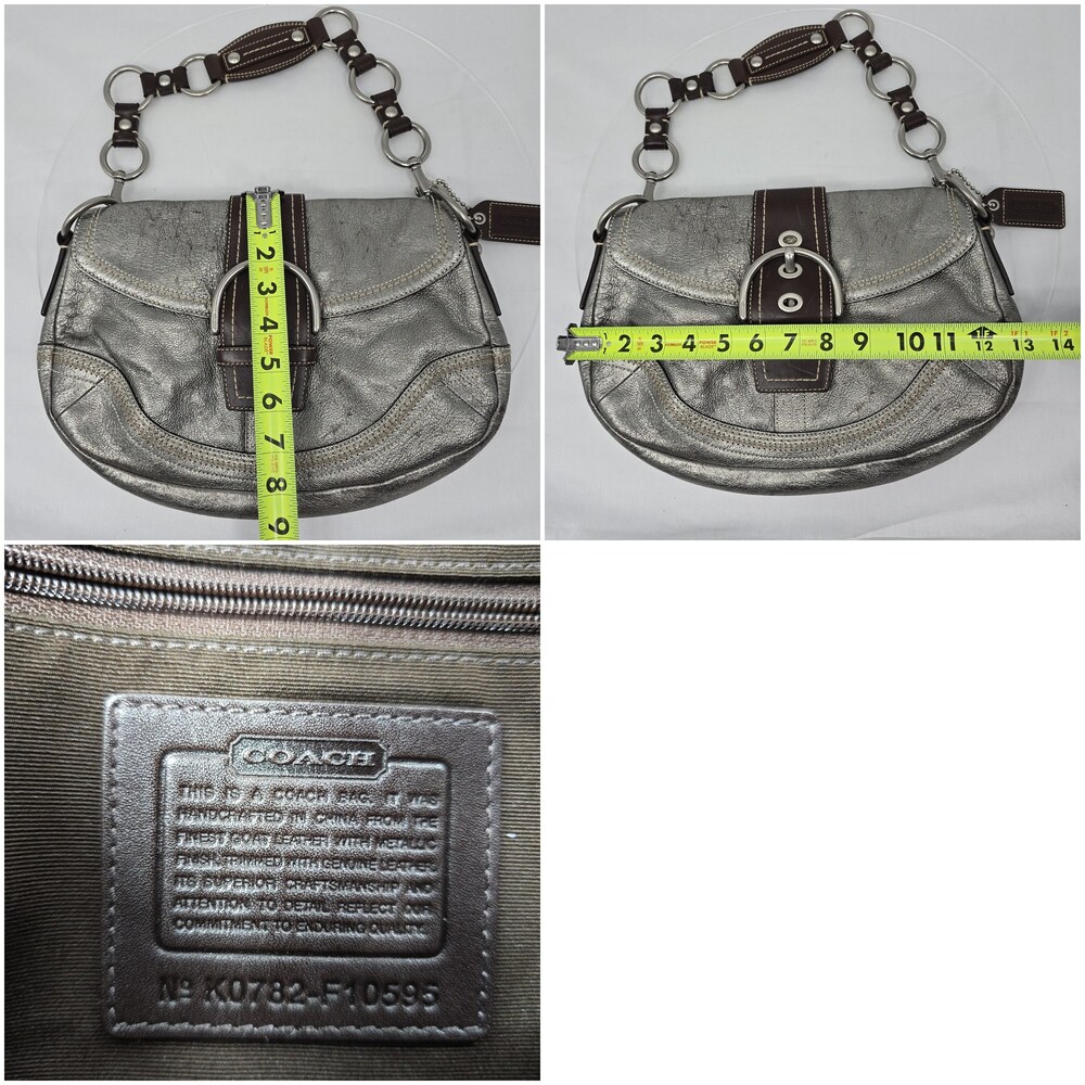 Rare Vtg Y2K Coach F10595 Soho Buckle Flap Gunmetal Leather Shoulder Bag/Hobo - Picture 16 of 16